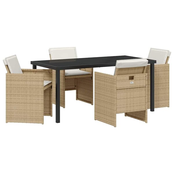 vidaXL Ensemble de salle à manger pour jardin 5 Pièces Beige polyrotin