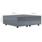 vidaXL Table basse Gris brillant 100x100x35 cm