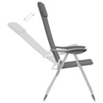 vidaXL Chaises de camping pliables 2 Pièces Gris Aluminium