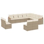 vidaXL Salon de jardin avec coussins 12 Pièces beige résine tressée