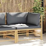 vidaXL Canapé d'angle de jardin avec coussins gris foncé Bambou