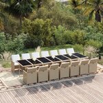 vidaXL Ensemble à dîner de jardin coussins 15 Pièces Résine tressée Beige
