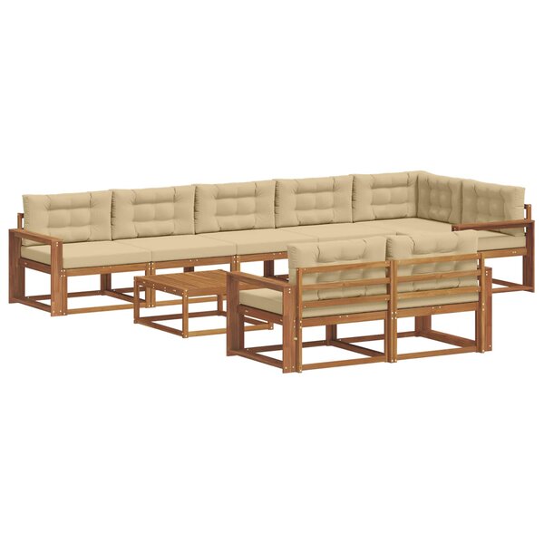 vidaXL Ensemble de canapés d'extérieur 9 Pièces Naturel et Beige