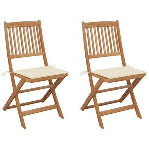 vidaXL Chaises pliables de jardin lot de 2 avec coussins Bois d'acacia