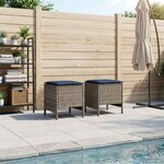vidaXL Pouf de Jardin 2 Pièce Gris et bleu marine 38 x 38 x 45 cm