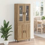vidaXL Haut Armoire 2 Pièces Chêne artisanal Bois Aggloméré et Verre