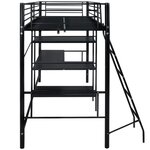 Vidaxl lit haut avec bureau noir métal 90x200 cm