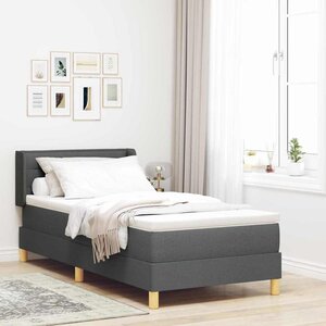 vidaXL Lit à Ressorts avec matelas Gris foncé 80 x 200 cm tissu