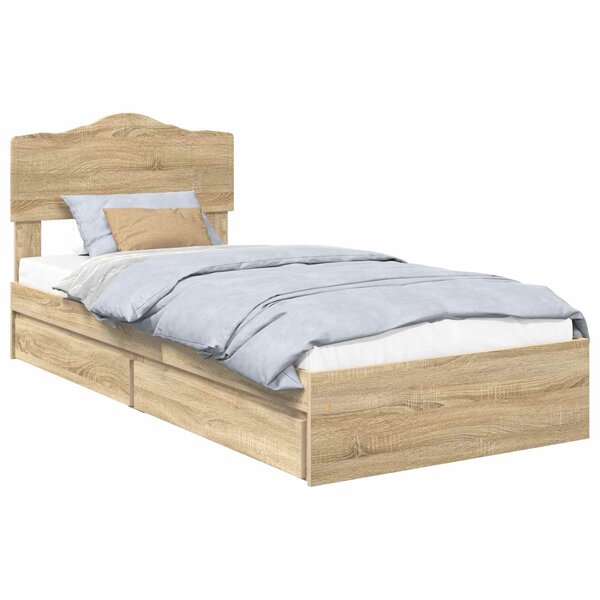 vidaXL Lit de Rangement Chêne Sonoma 90 x 190 cm Bois d'ingénierie