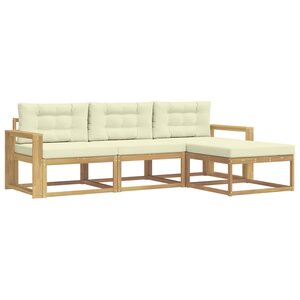 vidaXL Ensemble de canapés d'extérieur 4 Pièces Blanc et crème Polyester