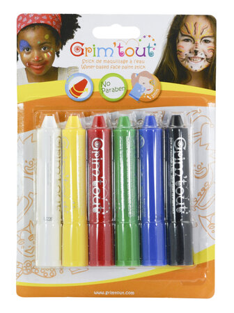 Crayons de maquillage enfant Coul. basiques 6 sticks