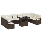 vidaXL Ensemble de canapé de jardin 11 Pièces Marron Poly rotin