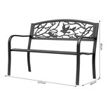 Banc 3 places de jardin terrasse style rural chic 127l x 60l x 85h cm métal époxy anticorrosion noir