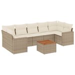 vidaXL Salon de jardin avec coussins 8 Pièces beige résine tressée