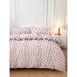 Parure de lit - housse de couette 220 x 240 + 2 taies d'oreiller 60 x 60  coton-polyester - Rouge