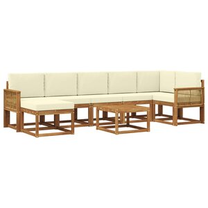 vidaXL Ensemble de canapés d'extérieur 8 pc Naturel et Crème Polyester