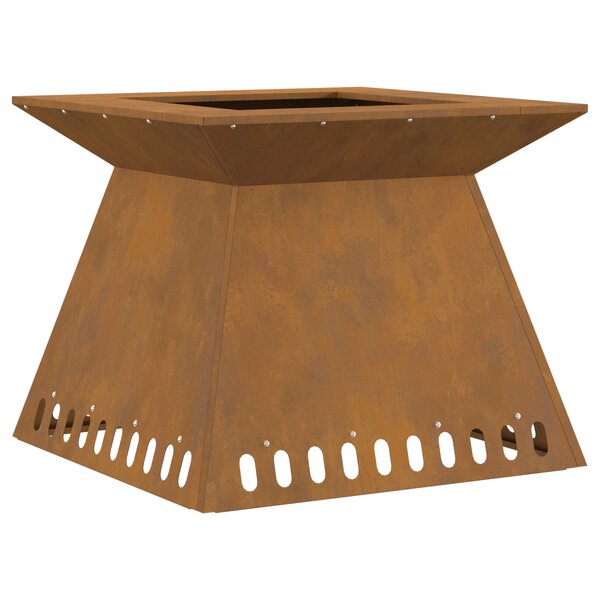 vidaXL brasero 60x60x50 cm acier patiné