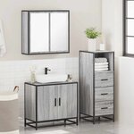 vidaXL Ensemble de meubles de salle de bain 3 Pièces Sonoma gris
