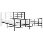 vidaXL Cadre de lit métal sans matelas avec pied de lit noir 180x200cm