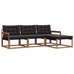 vidaXL Ensemble de canapés d'extérieur 4 pc Naturel et noir