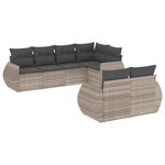vidaXL Salon de jardin avec coussins 7 Pièces gris clair résine tressée