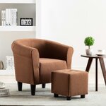 Vidaxl fauteuil et tabouret marron tissu