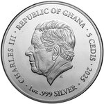 Pièce de monnaie en Argent 5 Cedis g 31.1 (1 oz) Millésime 2025 Patron Saints ST. JOSEPH
