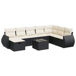 vidaXL Salon de jardin 9 Pièces avec coussins noir résine tressée