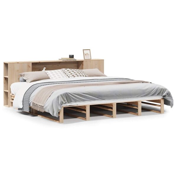 vidaXL Lit bibliothèque sans matelas 200x200 cm bois massif