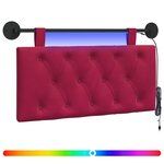vidaXL Tête de lit suspendue Avec lumière LED Bordeaux Velours