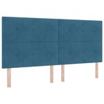vidaXL Lit à ressort LED avec matelas Bleu foncé 200 x 200 cm tissu