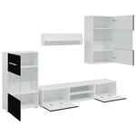 vidaXL Meubles TV avec lumière LED 5 Pièces noir mat bois d'ingénierie