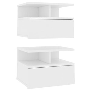 800406 vidaXL Tables de chevet flottantes 2 Pièces Blanc Bois ingénierie