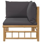 vidaXL Canapé d'angle de jardin avec coussins gris foncé bambou