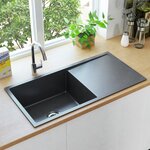 vidaXL Évier de cuisine fait à la main Noir Acier inoxydable