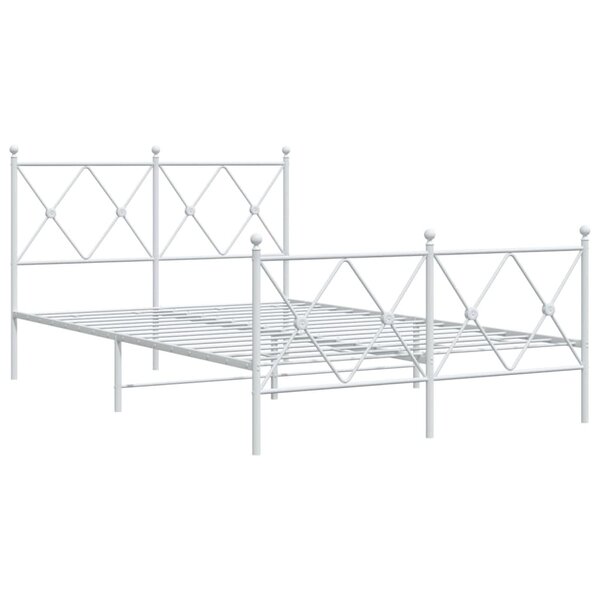 vidaXL Cadre de lit métal avec tête de lit/pied de lit blanc 120x190cm