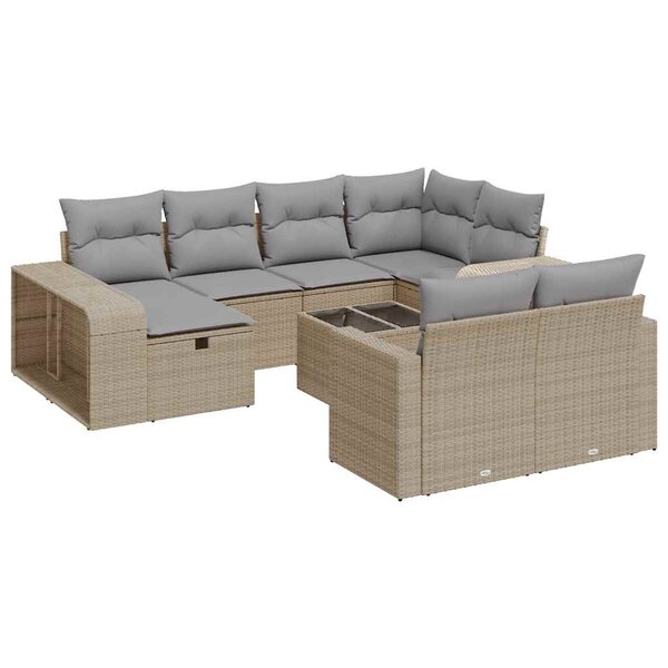 vidaXL Salon de jardin 11 Pièces avec coussins beige résine tressée