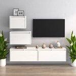 vidaXL Meubles TV 4 Pièces Blanc Bois massif de pin
