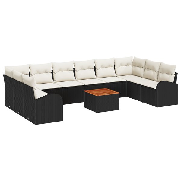 vidaXL Ensemble de Canapés de Jardin 11 Pièces Noir  blanc Grand Rotin