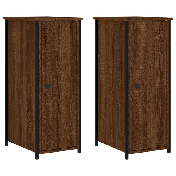 vidaXL Tables de chevet 2Pièces chêne marron 32x42x80cm bois d'ingénierie