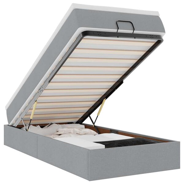 vidaXL Cadre de lit ottoman et matelas gris clair 90x200 cm tissu