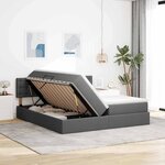 vidaXL Lit de rangement LED avec matelas Gris foncé 200 x 200 cm Tissu