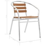 vidaXL Chaises empilables de jardin 2 Pièces Aluminium et WPC Argenté