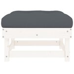 vidaXL Repose-pieds de jardin avec coussins lot de 2 blanc bois de pin