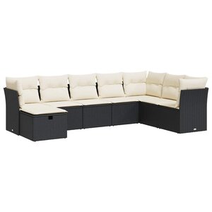 vidaXL Salon de jardin 8 Pièces avec coussins noir résine tressée