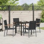 vidaXL Ensemble de salle à manger pour jardin 5 Pièces Noir
