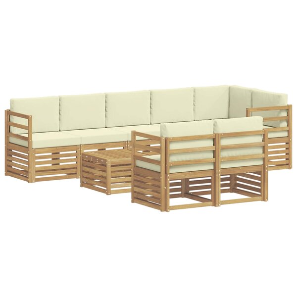 vidaXL Ensemble de canapés d'extérieur 9 pc Blanc et crème Polyester