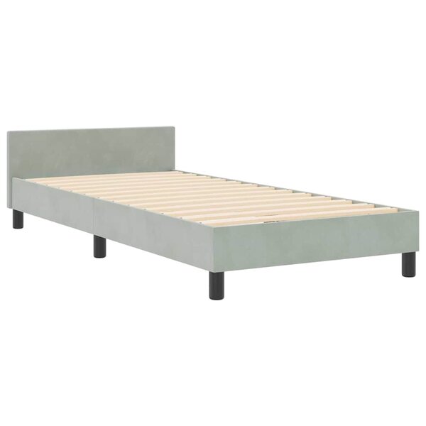 vidaXL Cadre de lit avec tête de lit Gris clair 90 x 200 cm Velours