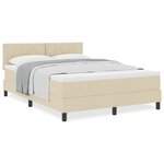 vidaXL Lit boxspring avec matelas Crème 160 x 200 cm tissu