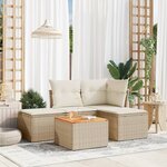 vidaXL Salon de jardin avec coussins 5 Pièces beige résine tressée